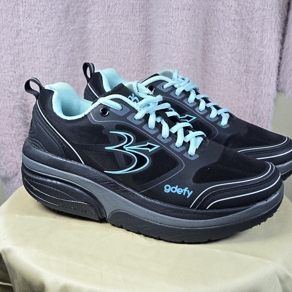 Gravity Defyer Women's Black and Teal Sneakers Size 9 - Picture 5 of 8